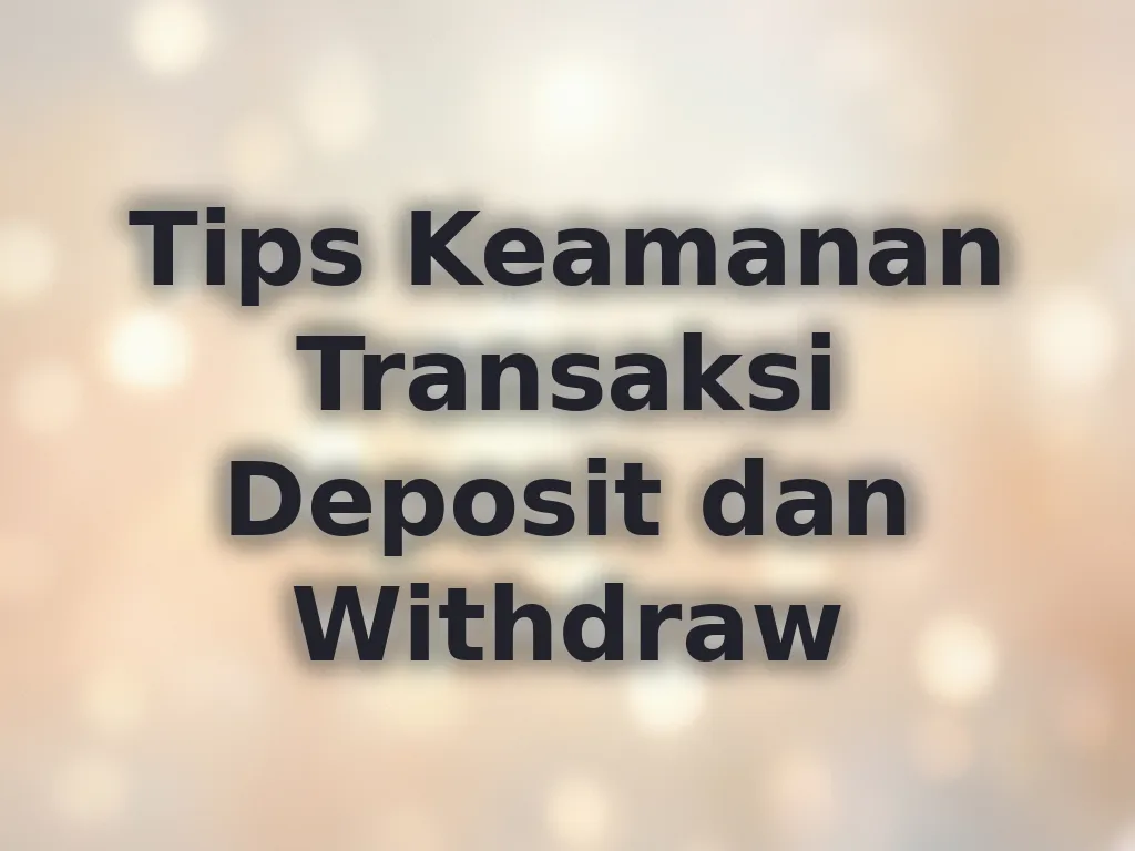 Tips Keamanan Transaksi Deposit dan Withdraw